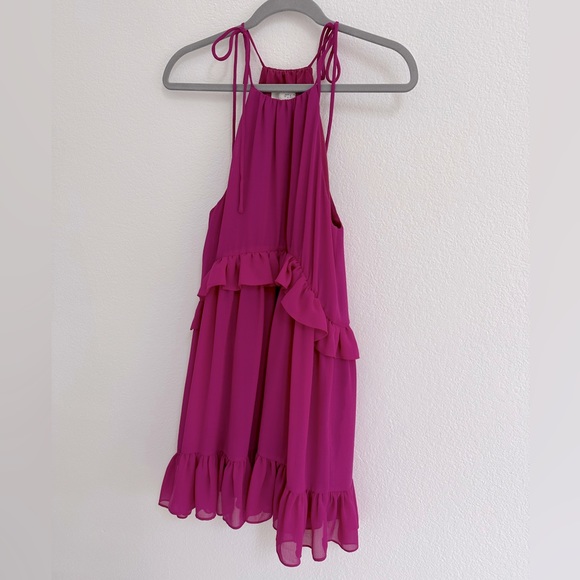 Lulu’s Tie-Strap Tiered Dress in Magenta, Size Small - like new! - Picture 3 of 7